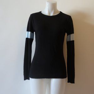 WOMENS POLKADOT USA BLACK BLUE CREW NECK THIN KNIT SWEATER S/M *